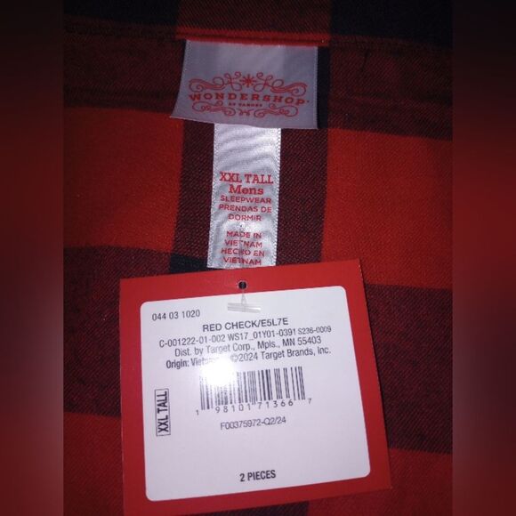 Wondershop Red and Black Buffalo Plaid Pajama Set Size XXL Tall NWT - Picture 3 of 7